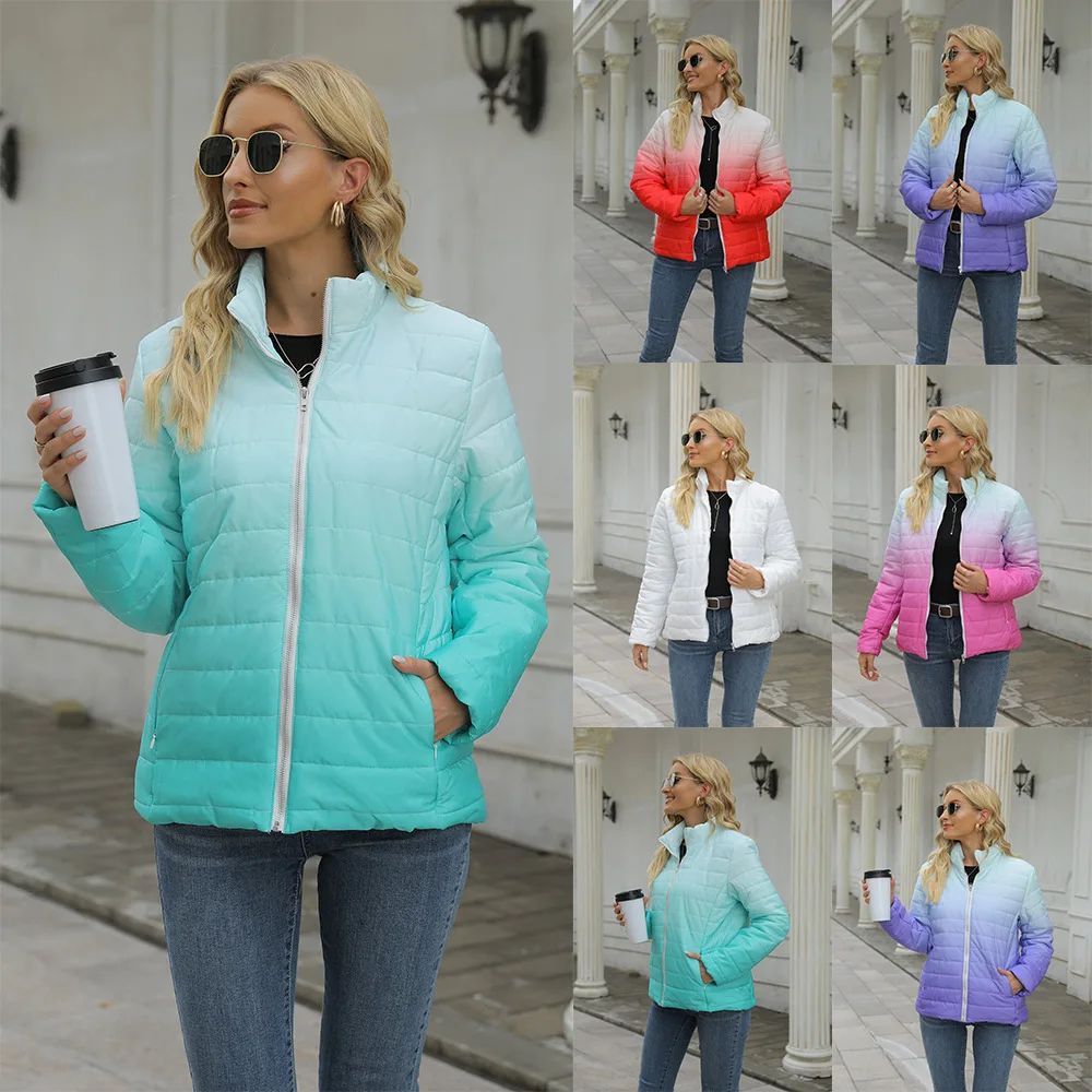 

hot sale women gradual change lightweight puffer jacket custom logo cotton padded jacket women down women's jackets coats