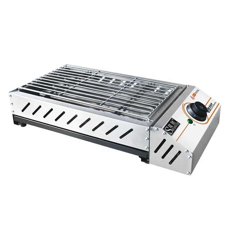 

Electric BBQ Grill Home Use Commercial Use Stainless Steel Kebab Grill Meat Grill Machine, Silver