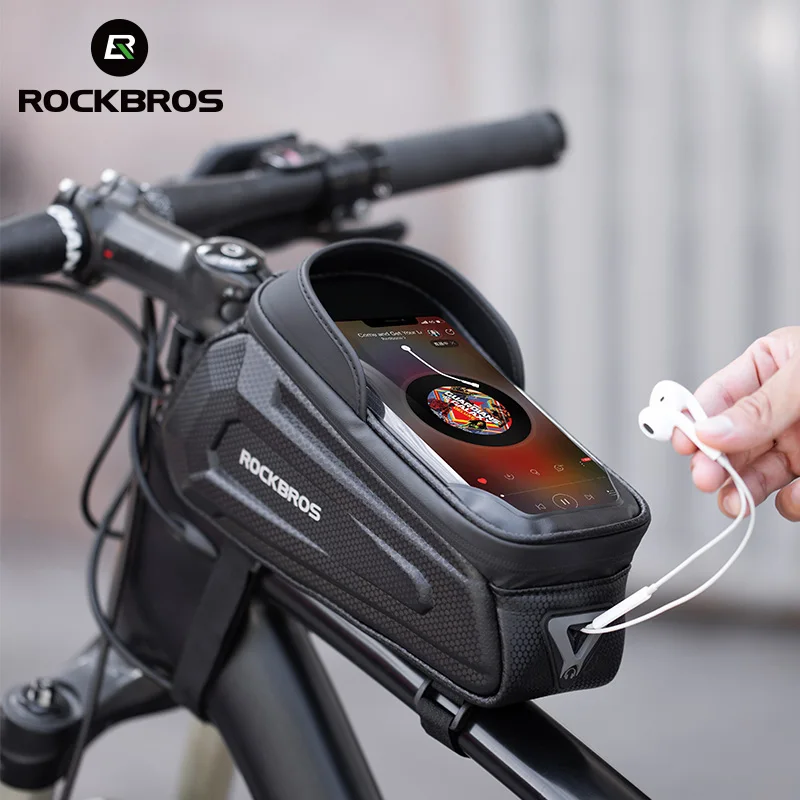 

ROCKBROS OEM 2020 NEWRainproof Bicycle Bag Shockproof Reflective Cycling Frame Front 8.0 Phone Case cycling handlebar bag, Black