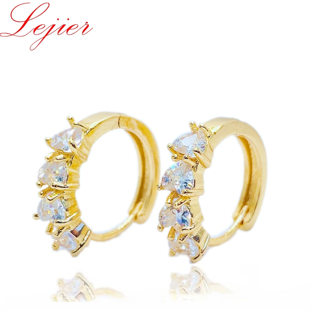 

LEJIER Ms delicate zircon jewelry earrings 18 k gold plated earring wedding party jewellery