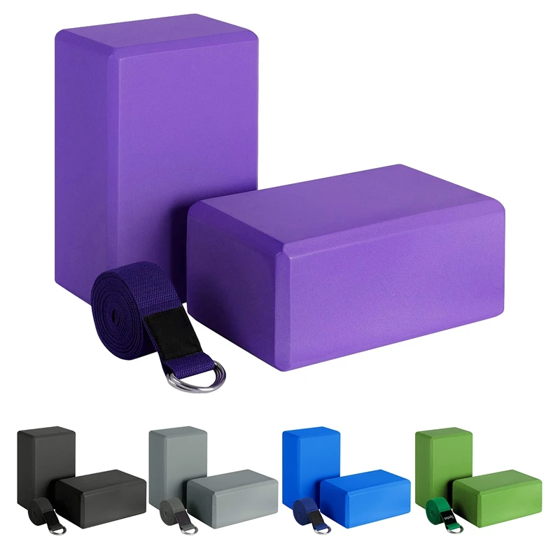 

Block Strap Set EVA Foam Soft Non-Slip Yoga Blocks Universal Pilates Stretching and Toning Workouts