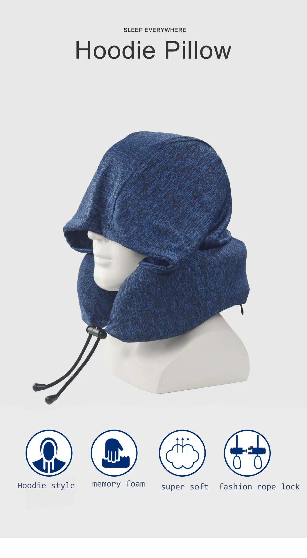 Ultra Soft Comfort Luxury Memory Foam Neck Travel Pillow With Hoodie