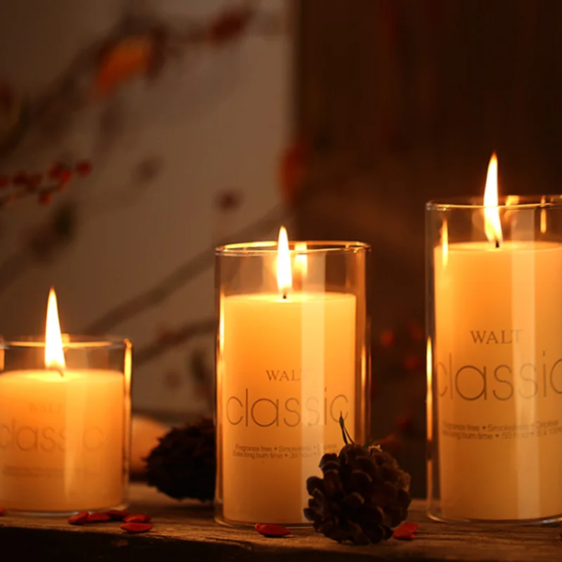 Empty Religious Tall Round Scent Candle Glass Jars With Custom Printed