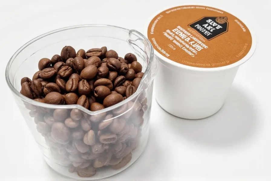 Properly stored cinnamon dolce k cups in airtight container with coffee beans