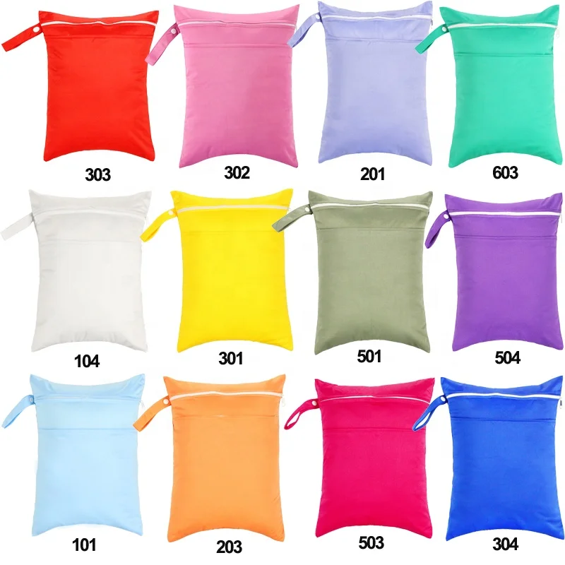 

Bread bento sandwich insulated lunch bag Plain double pocket wet bag Reusable Waterproof Fashion Wet Dry Diaper Bag, 10 colors