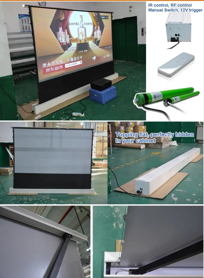 
XY Screen Electric Floor Rising ALR grey Rollable Projector Screen Pull up Screen for Ultra short throw UST laser projector 