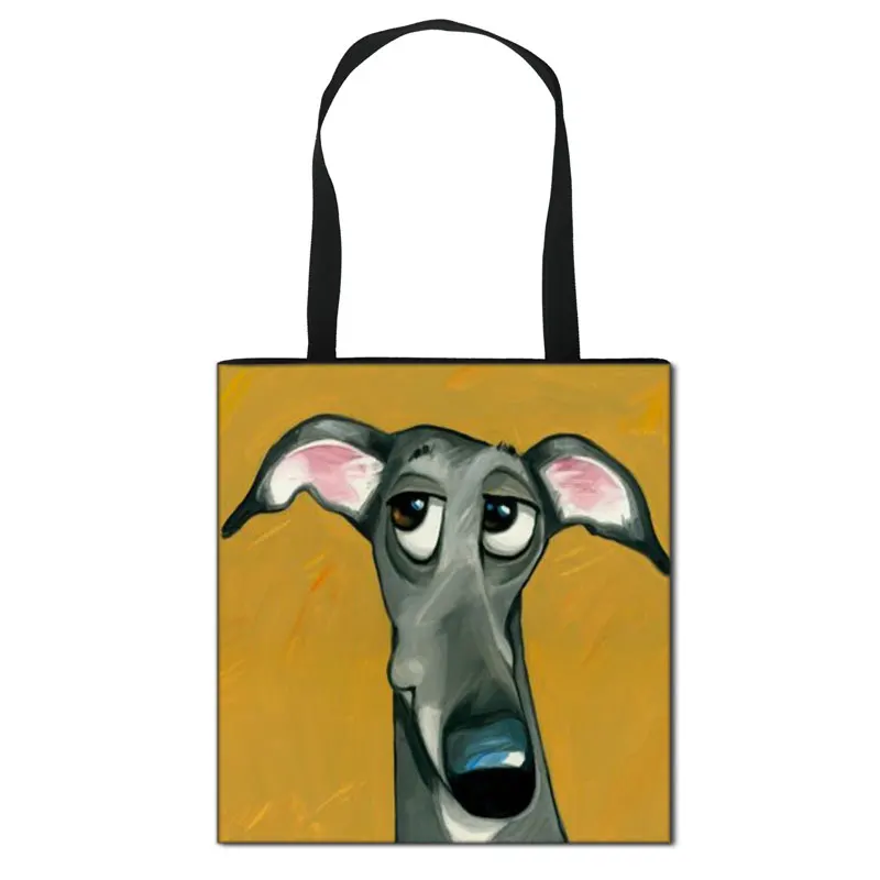 

Funny Bad Dog with Girls Women Handbag Fashion Shopping Bag Ladies Travel Bag Big Capacity Totes Bulldog Pug Shoulder Bags, Black