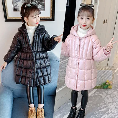 

New arrival toddler girls MD-long wadded jacket winter new designs teen girls hooded thick warm padded jacket coat clothing, Picture