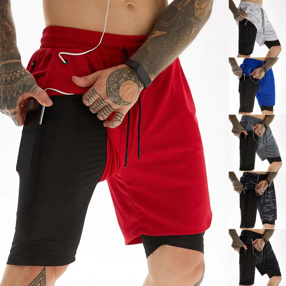 

Fashion Print Quick Dry Mens 2 In 1 Gym Shorts Fitness Custom Logo 2 In 1 Lined Athletic Sports Shorts Function Capris