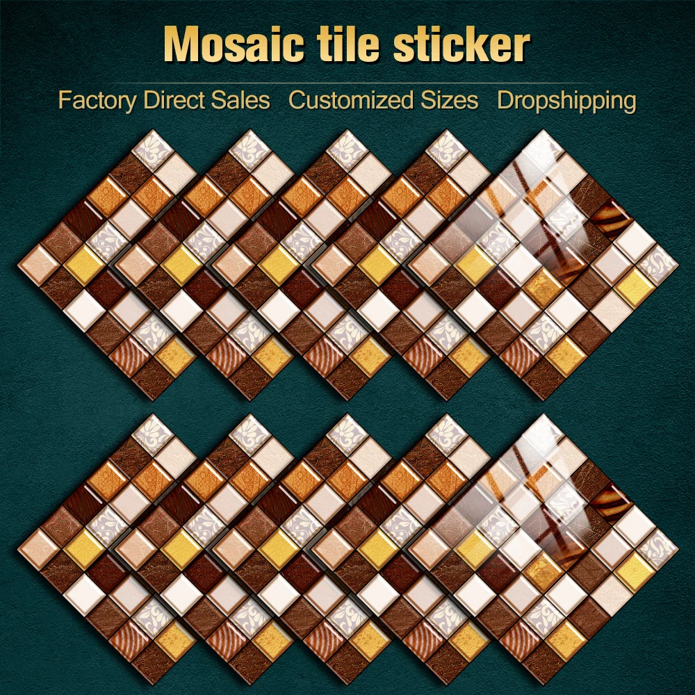 

10/15/20cm Flat Mosaic Crystal Hard Film Tiles Sticker Living Room Decor Wall Stickers Self adhesive Removable PVC Wallpaper