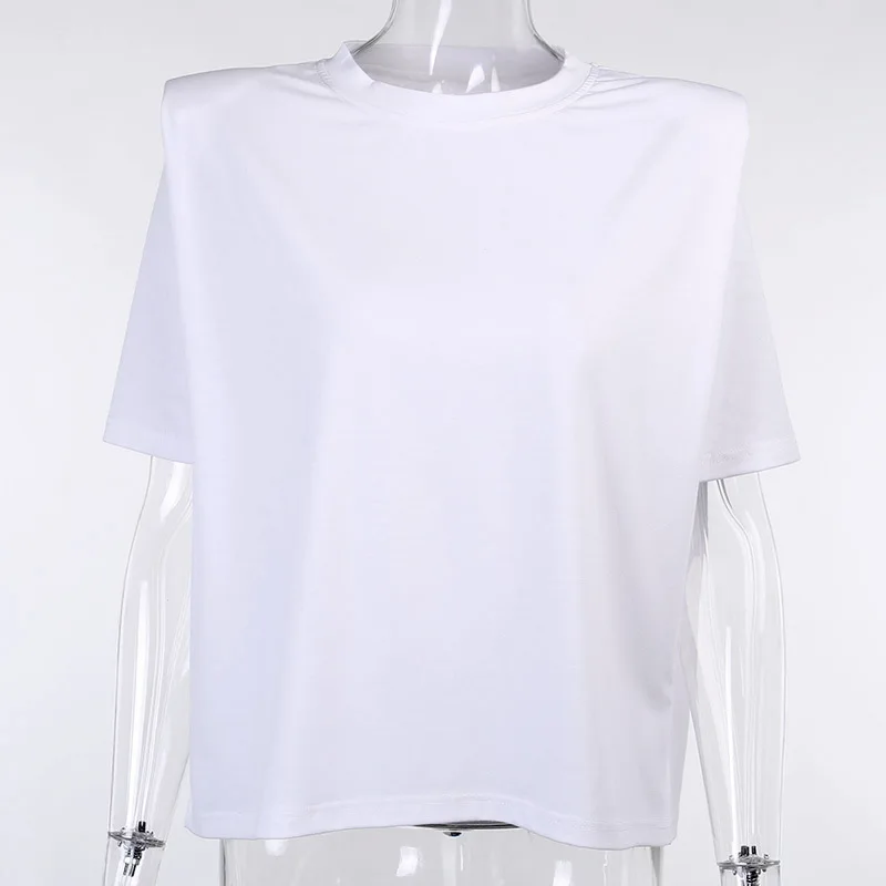 

2020 new arrivals autumn high quality short sleeve women shoulder pad fashion shirts