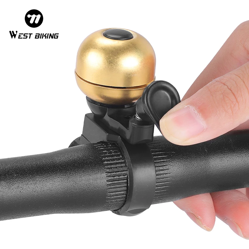 WEST BIKING Retro Bicycle Copper Sound Handlebar Ring Horn Bell Safety Ringtone Crisp Small and Portable Mountain Bike Bell