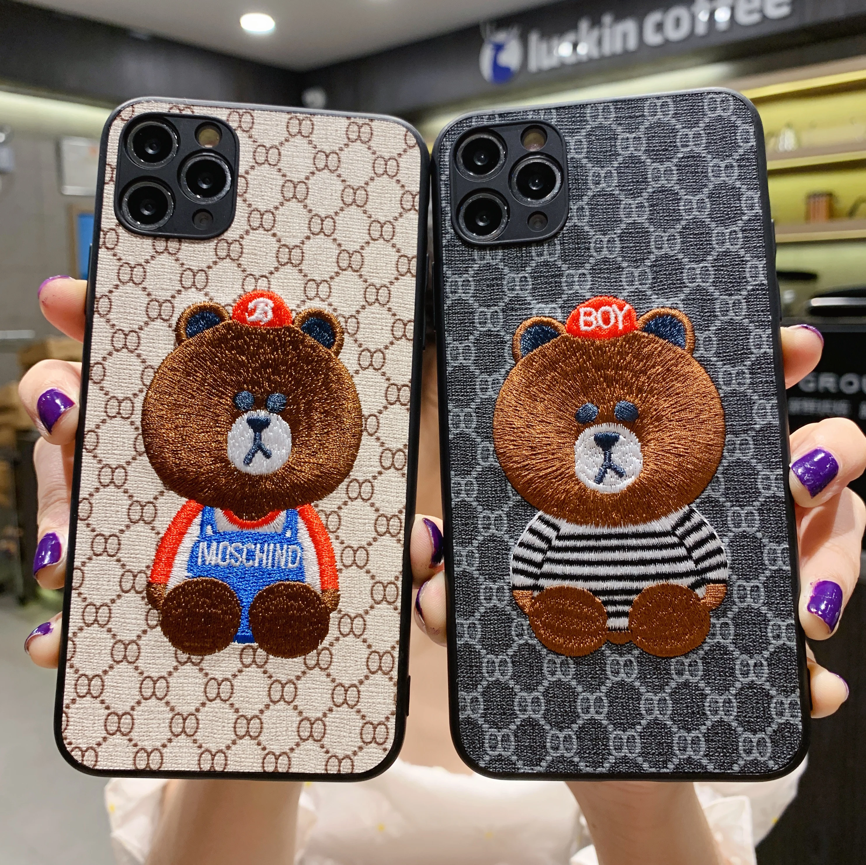

Hot Selling 3D Mobile Phone PU Leather Embroidery Beer Case For iPhone 12 Pro max 11 Xsmax XR xs