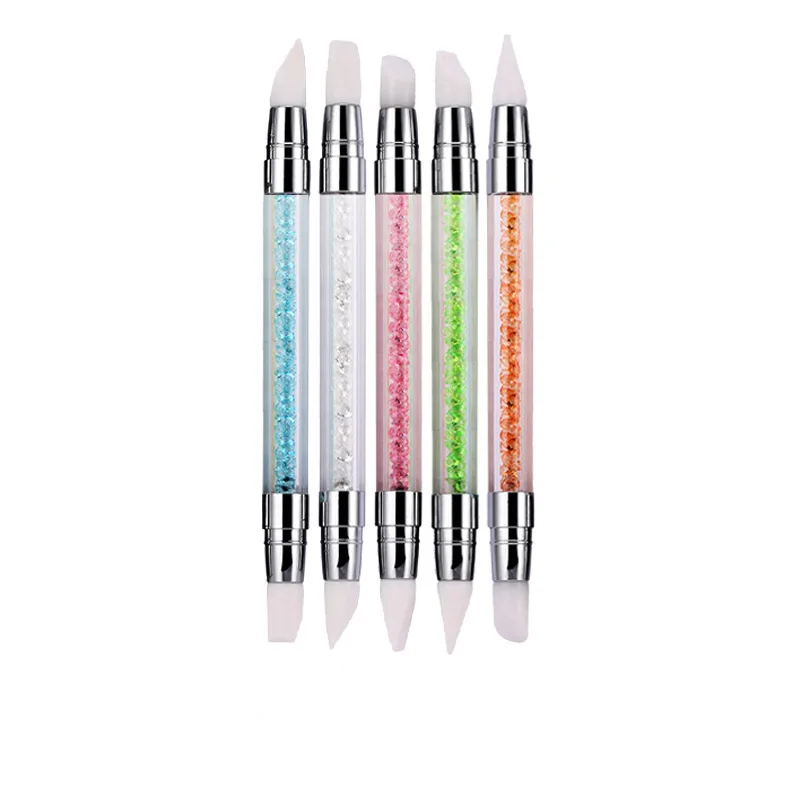 

2020 5Pcs/set double heads silicone nail drill pen acrylic handle dotting pencils nail art picker pen manicure tool