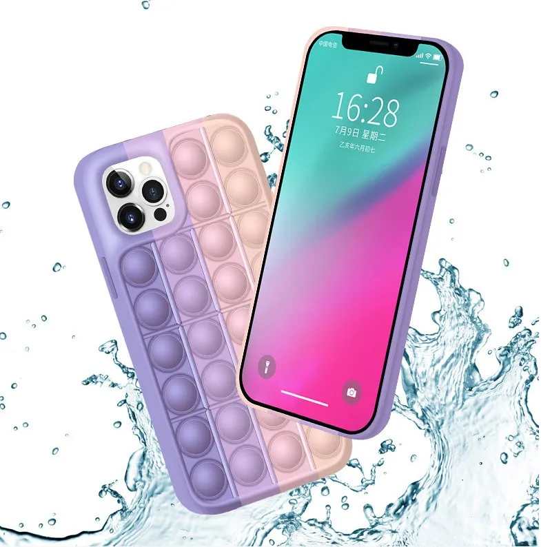 

New creative candy tie-dye rainbow silicone fidget phone case