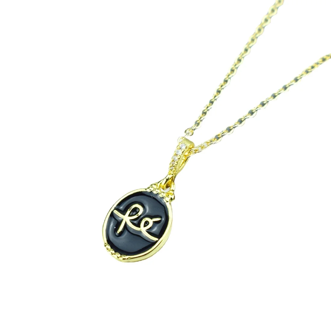 

Hobbyworker Ins Hot Selling Oval Copper FE Letters Charm Pendant for DIY Necklace Findings Crafts Jewelry Making, Picture