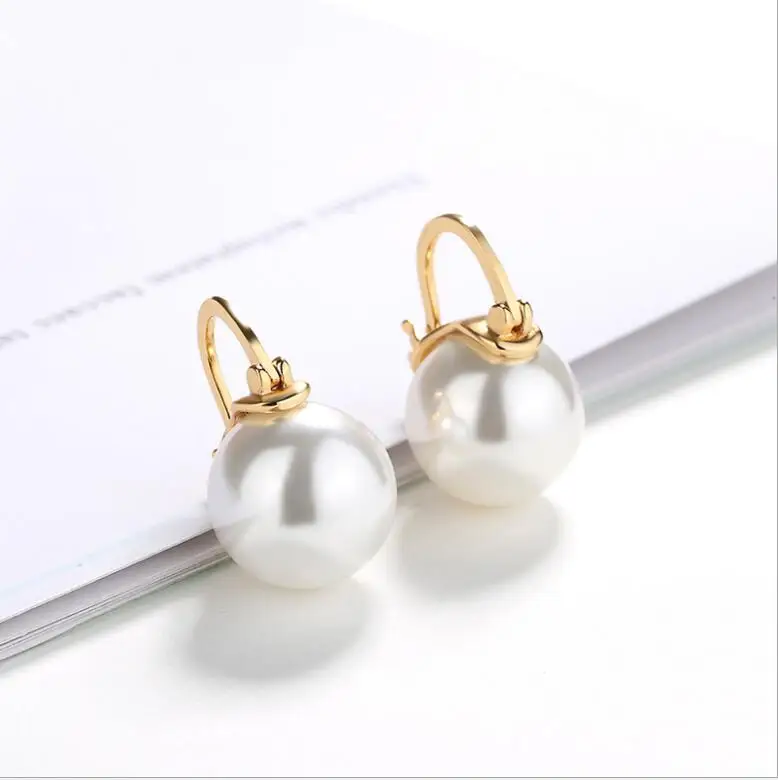 

925 Sterling Silver Earrings Pearl Korean Earing Stud, Champagne gold