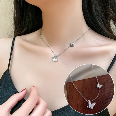 

Amazon Hot rose gold stainless steel butterfly necklace bulk Butterfly Pendant custom necklace