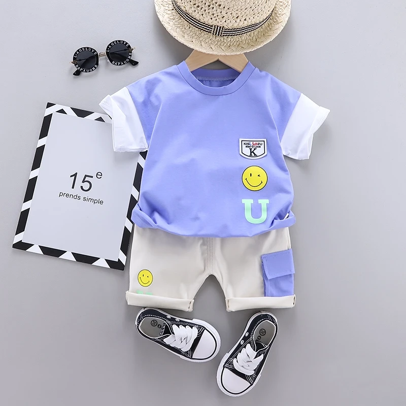 

Cartoon cute children's suit high-quality pure cotton children's breathable casual short-sleeved pants suit