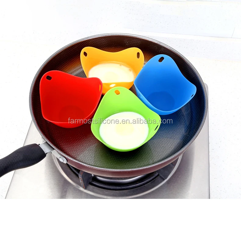 

4pcs silicone egg poacher poaching cups Non-Stick Poached Eggs Cooker Silicone Poaching Egg Boiler Microwave Dishwasher Safe, Blue, orange, red, green