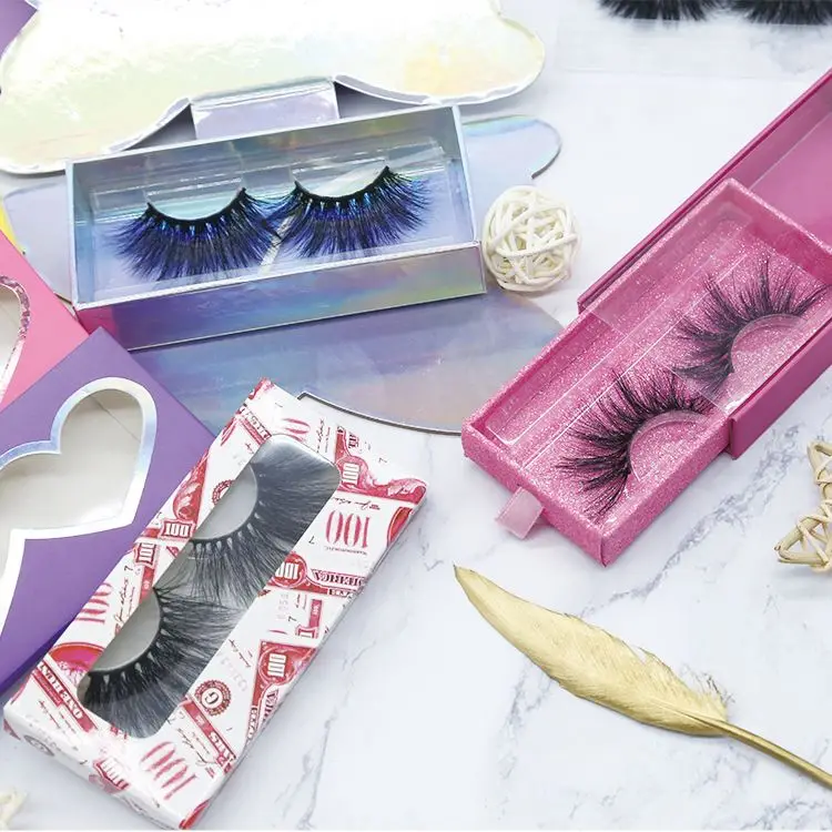 

Popular Glitter Packaging 5 Pairs Boxes Custom Logo For Mink Eyelashes 3d Mink Hair Lashes Vendor, Natural black or colorful