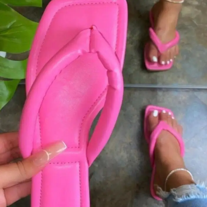

Square Toe Sandals Mules Shoes Women Flip-flops Slippers KN52439, Picture