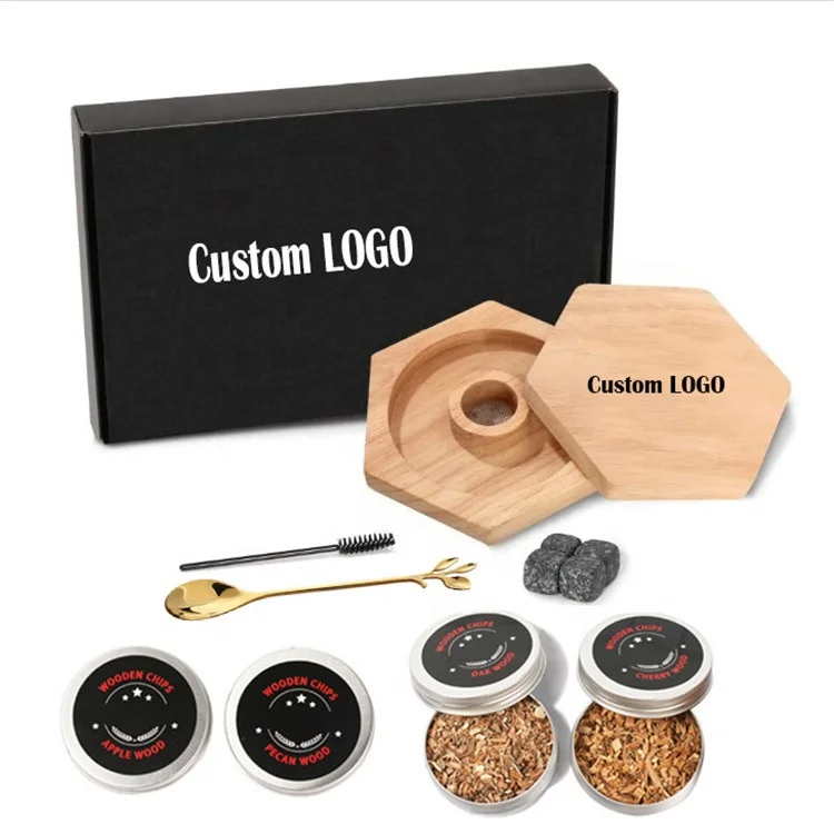 

Cocktail Smoker Kit with 4 Pack Wood Chips Whiskey Smoker Infuser Kit for Christmas Day Present wooden smoker