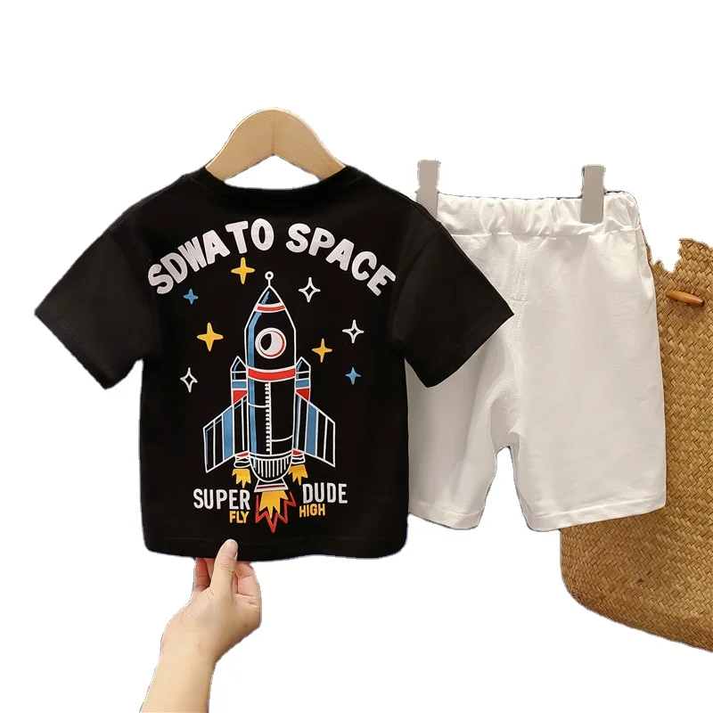 

Wholesale 2021 Fashion Kids Clothing Baby Clothes Sets Cotton Short-Sleeved T-shirt Boys Clothing Sets, 3colors