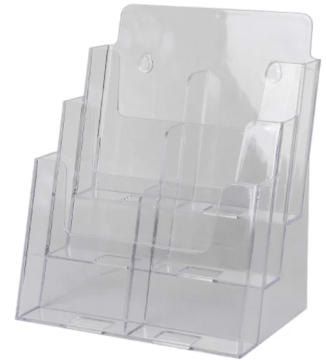 Acrylic Brochure Display Holder - Desktop Or Wall Mount Leaflet Rack ...