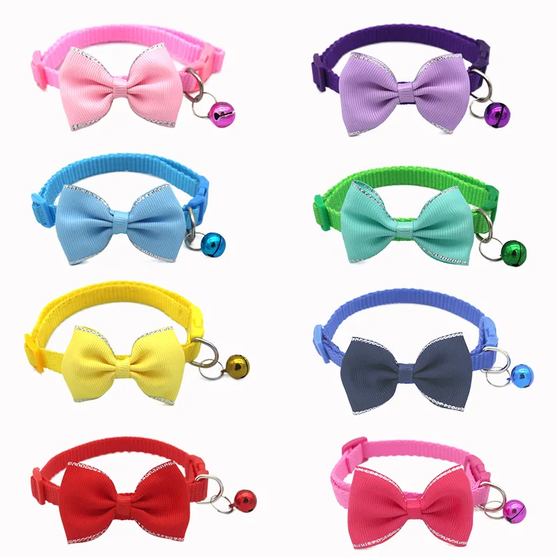 

New New Pet Collar Bow Bell Puppy Necklace Multiple Colors Fashion Cute Dog Collar