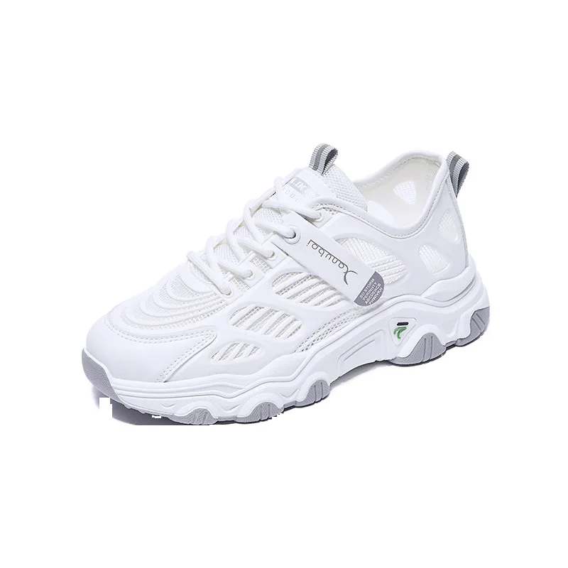 

2021 hot plus size ladies white mesh high heels sneakers casual shoes for women