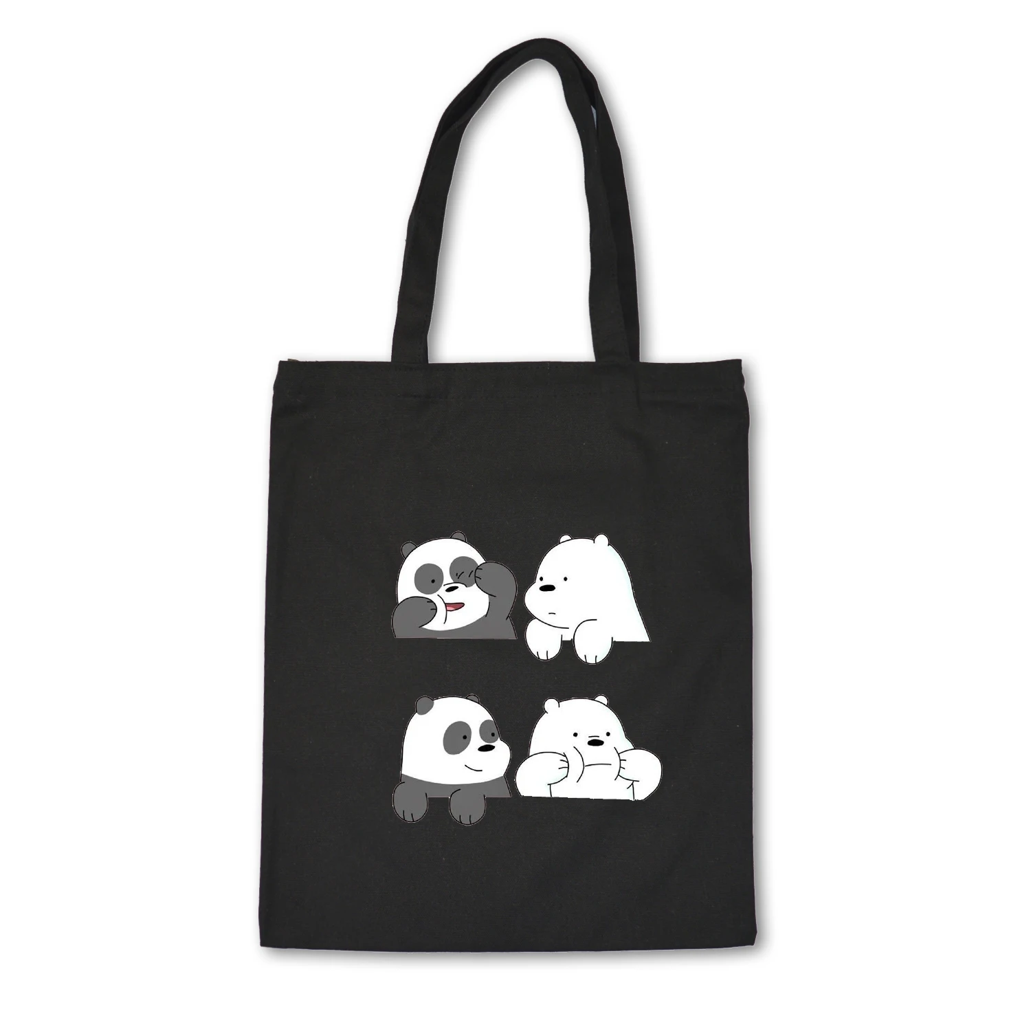product-Cute Tote Bag Animals Three Bears Print Canvas Bag Eco Shopping Bag Daily Use Foldable Handb