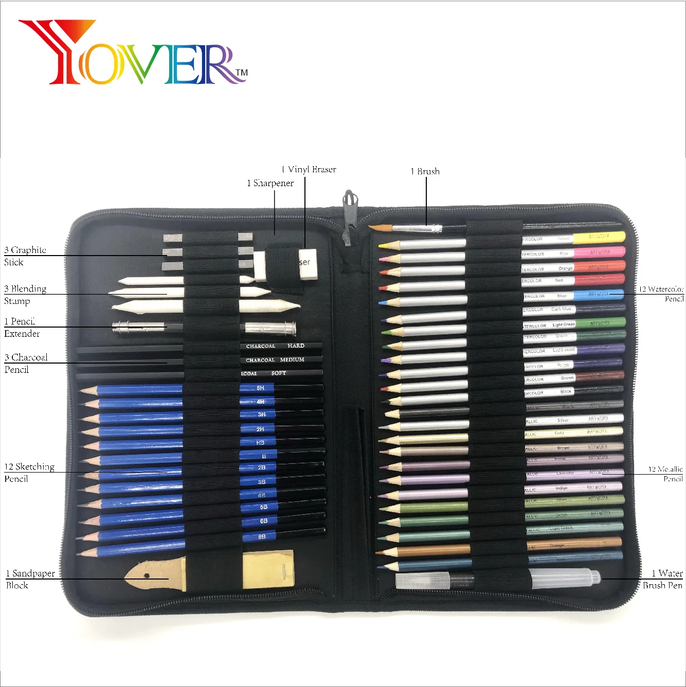 51 Pcs Professional Drawing Sketching And Pencils Set With Sketching
