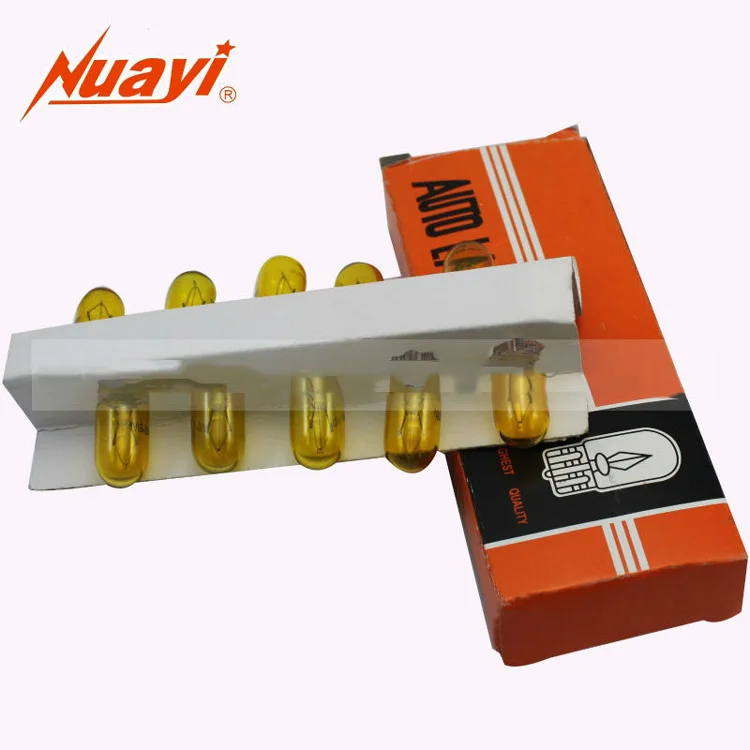 Yellow 12V 5W Automobile Instrument Bulb T10 WEDGE for Indicator Light