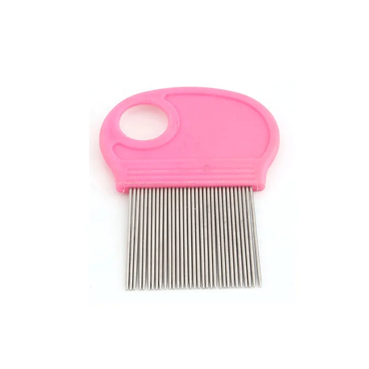 

D-220221-3 Stainless steel tooth length 4cm Pink Color stainless steel plastic Deinsectization pet comb