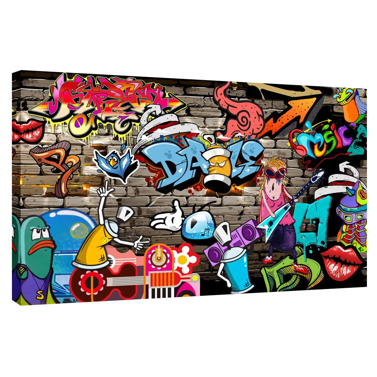 

Pop Art Wall Decor for Living Room Bricks Canvas Prints Wall Painting Bathroom Painting Graffiti Car on Canvas Bedroom Decor