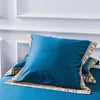 Fashion trend custom luxury cotton solid color mirror silky trim 4pcs bedding set
