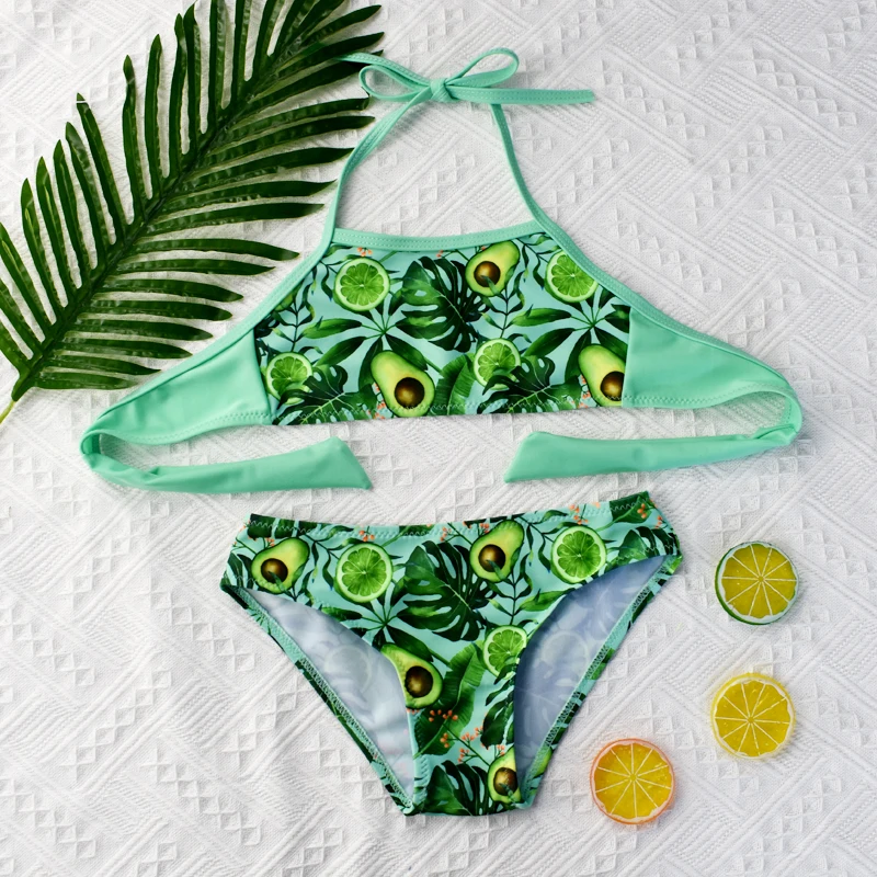 

Factory sale kids designer swimwear cute kids micro bikini print baby swimsuit