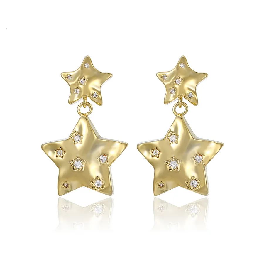 

YM earring-907 xuping jewelry Retro charm trend simple star diamond Dubai 14K gold-plated women's earrings