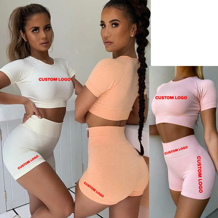 

Free Shipping Women's 2 Piece Short Set Women Jumpsuits Sports 2 Piece Set Outfits Biker Short Set, Customized color
