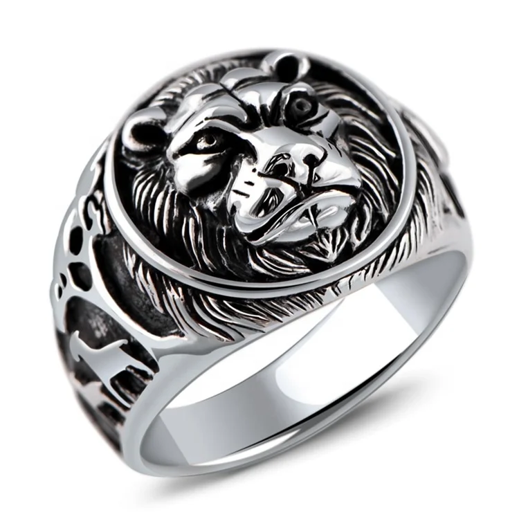 

Men 925 Sterling Silver Lion King Ring for Men Silver Jewelry, Silver color
