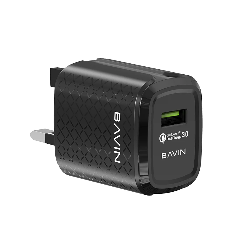 

BAVIN Custom QC3.0 5V 2.4A UK Plug Home Use Fast Charging Mobile Phone Travel Wall Charger with Micro USB Data Cable PC302E