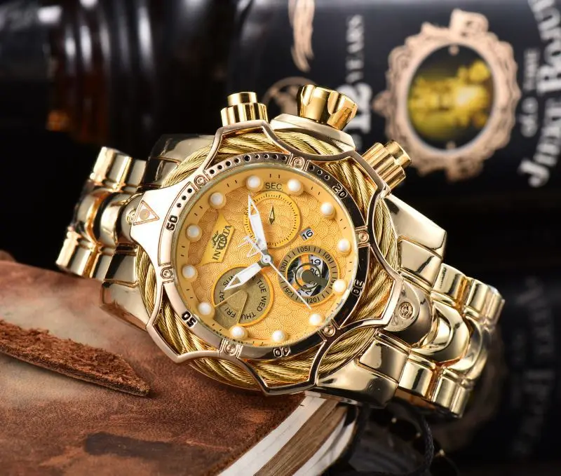 

2021 New Stainless Steel Men's Luxury Quartz Digital Sports Men's Gold Military Watch, Customized avaliable