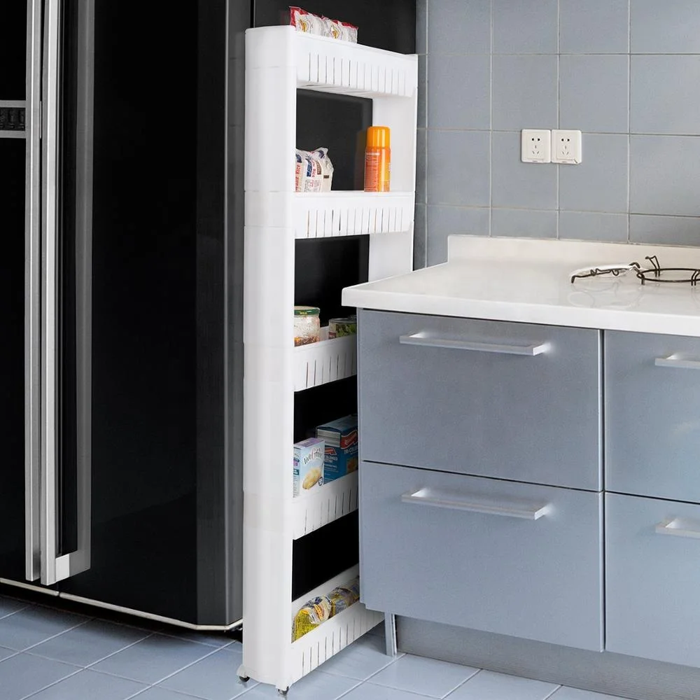 
Narrow Home kitchen storage 4 Tiers Slim Home kitchen storage and organizers bathroom storage organizer with Wheels 