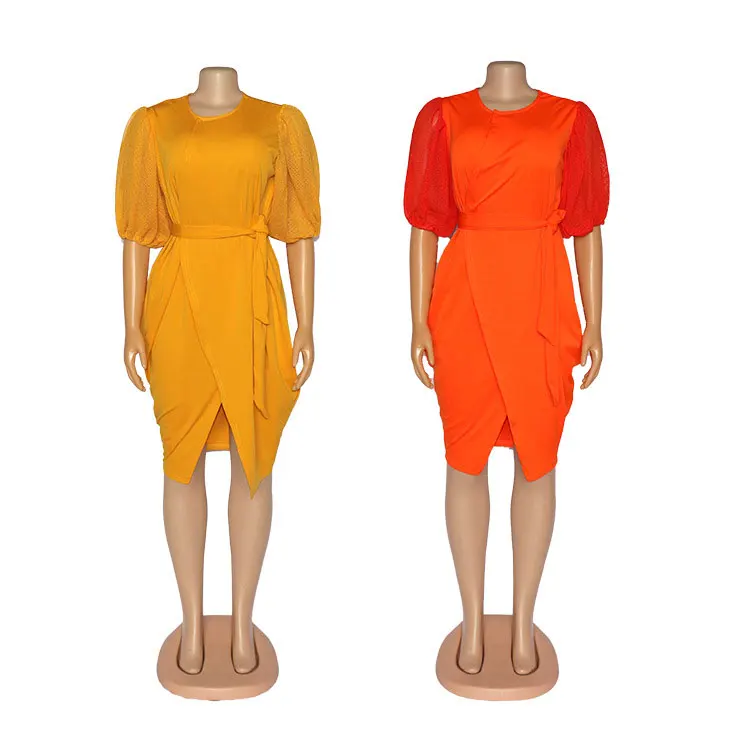 

20224-MX34 sehe fashion Lantern sleeve office ladies style casual dresses