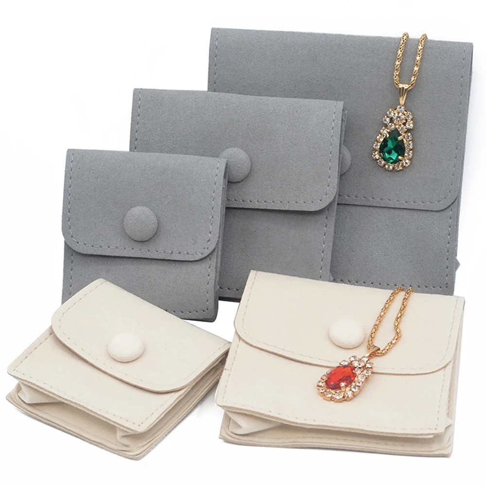 

Luxury Grey Velvet Jewelry Storage Bags Square Ring Necklace Bag, Customized