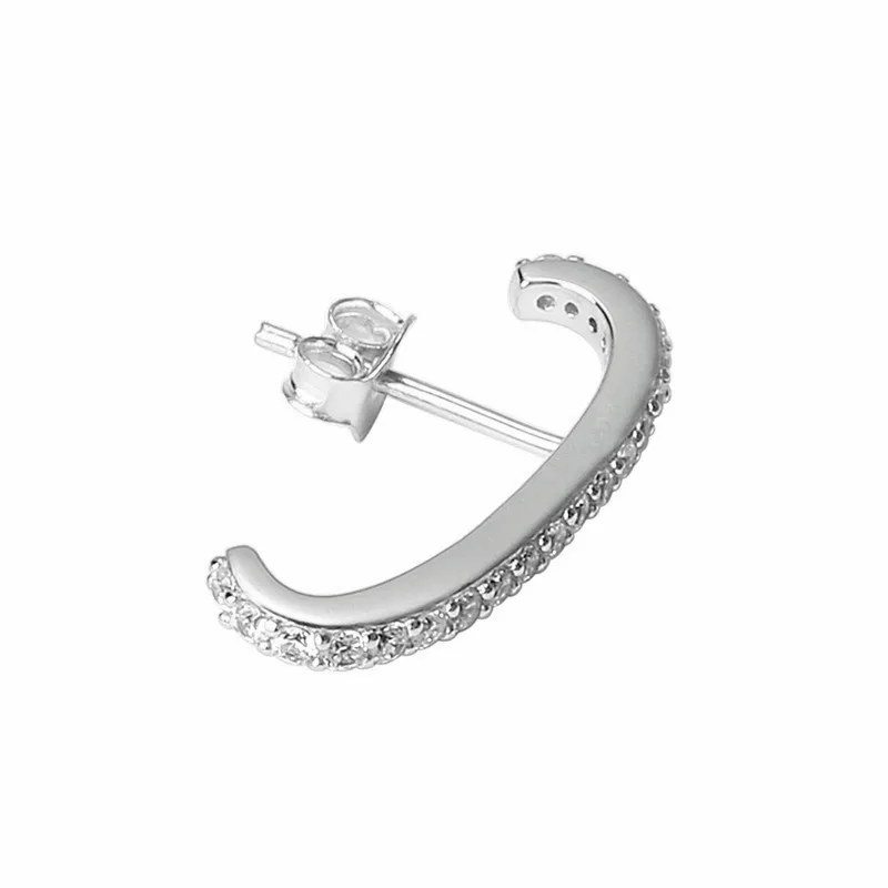 

European and American 925 Sterling Silver Earrings Single Row Crystal Zircon stud Earrings Gold Silver color Fashion Jewelry