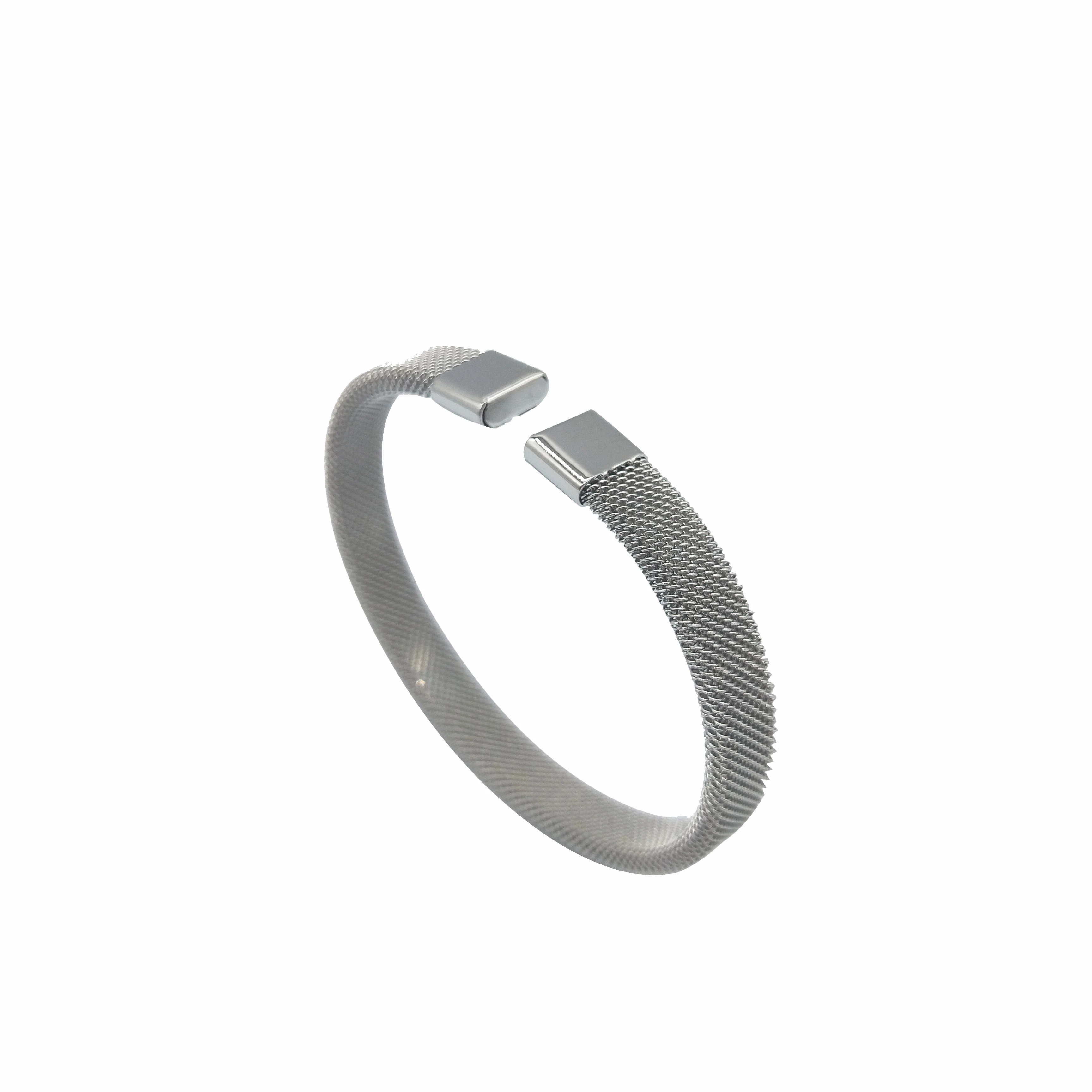 

New Fashion 8MM 2021 Stainless Steel Jewelry C Shape Bracelet Silver Open Cuff Mesh Bracelet