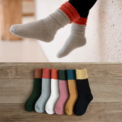 

Winter New Pure Color Cotton Cute Kids Funny warm Tube Socks