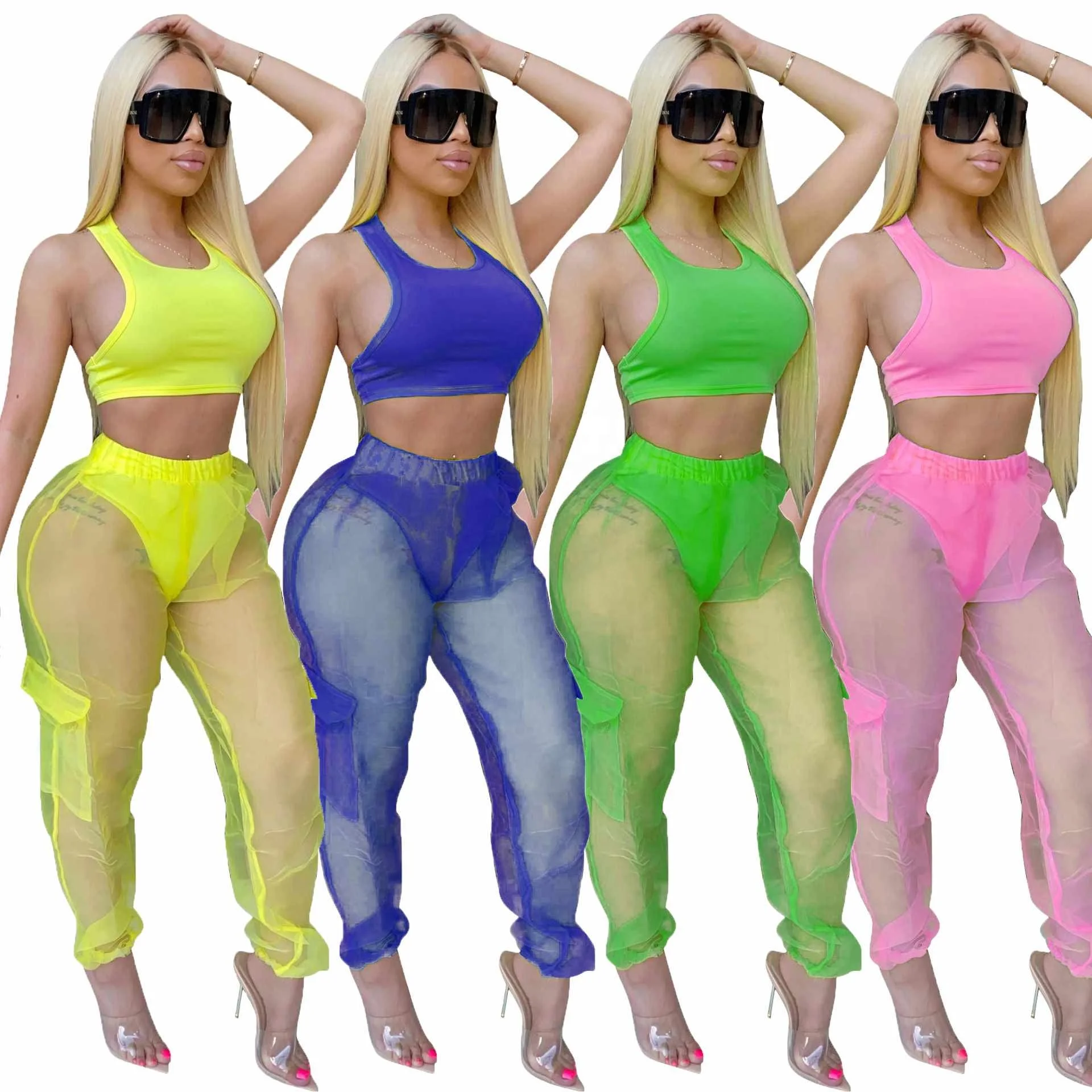 

Hot Selling Summer And Autumn Fashion Vest Leisure Home Women's Tank Tops Two Piece Pants Set